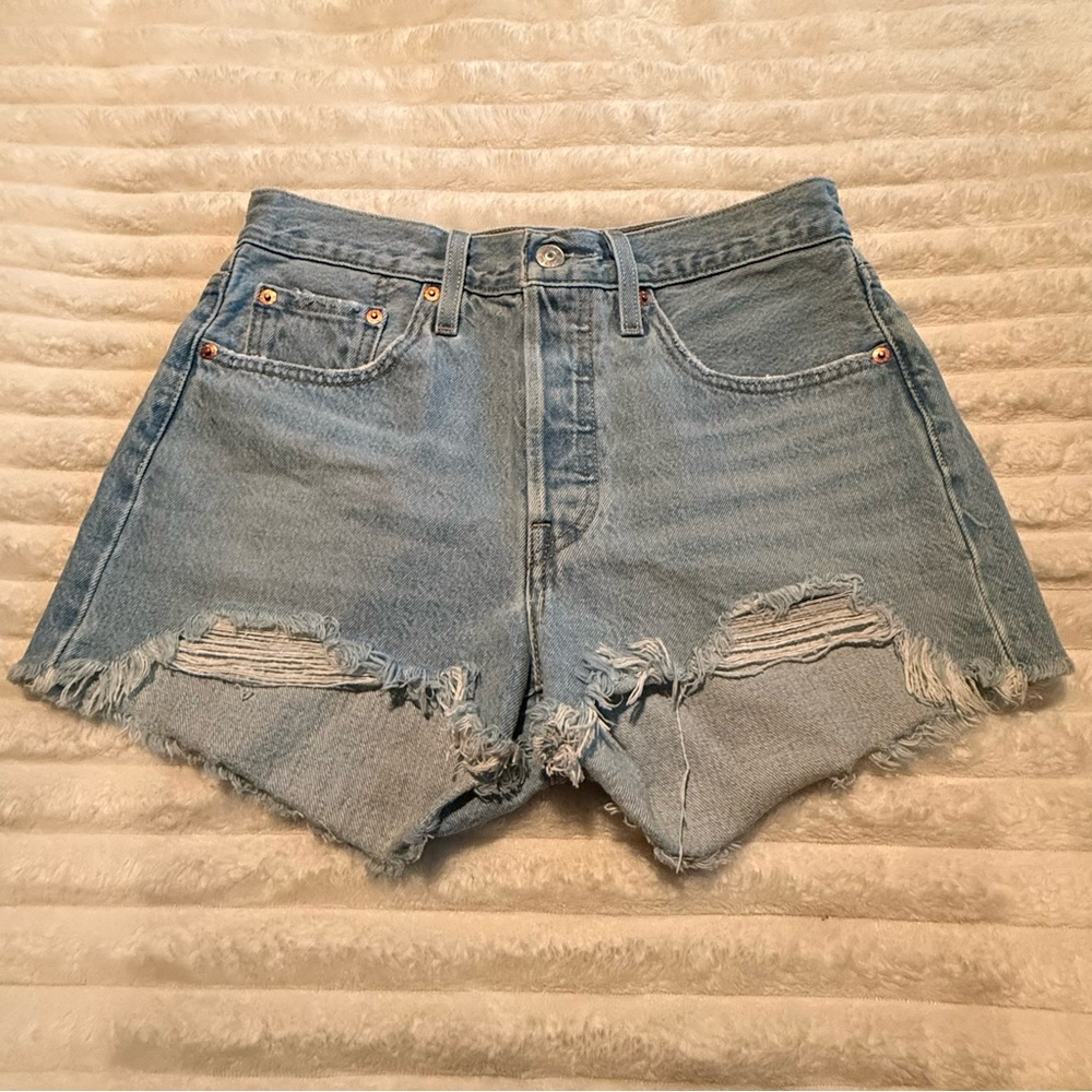 Levi's 501 Denim Shorts in Light Blue